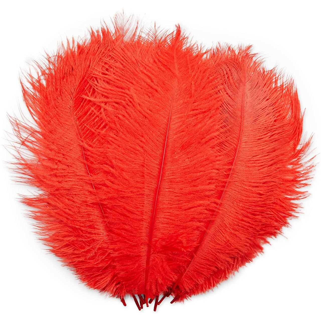 14-Pack Ostrich Feathers, Artificial Feather Plumes for Arts and Crafts,  Faux Bird Plumage Trim for Costume and Outfit Decorations, 12-14-Inch  Quills for Home Decor (Red)